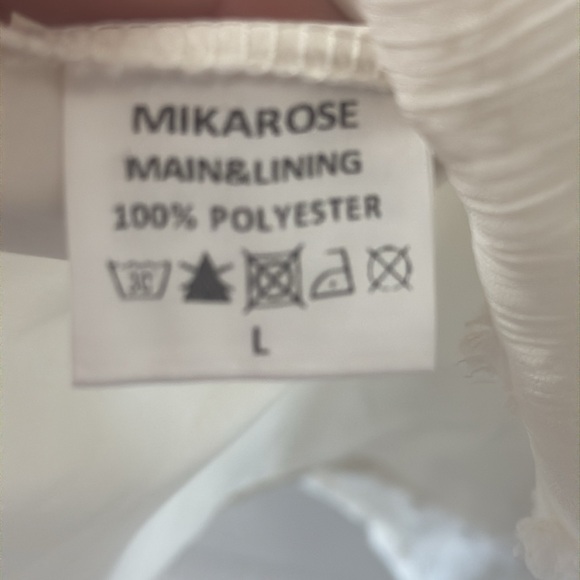 MIKAROSE Ivory Smocked Chiffon Dress Swiss Dot Boutique New With Tags Size Large - Picture 9 of 9